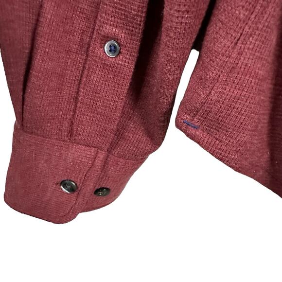 Bonobos Shirt XXL 2X Maroon Red Button Down Thermal Waffle Knit Long sleeve Wool - Picture 6 of 9